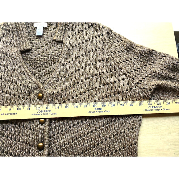 SWEATER-CHICO'S-Chunky Knit-Long Sleeves-Gold Brown-Metallic-CHICO'S SIZE 3/US L - Picture 11 of 16